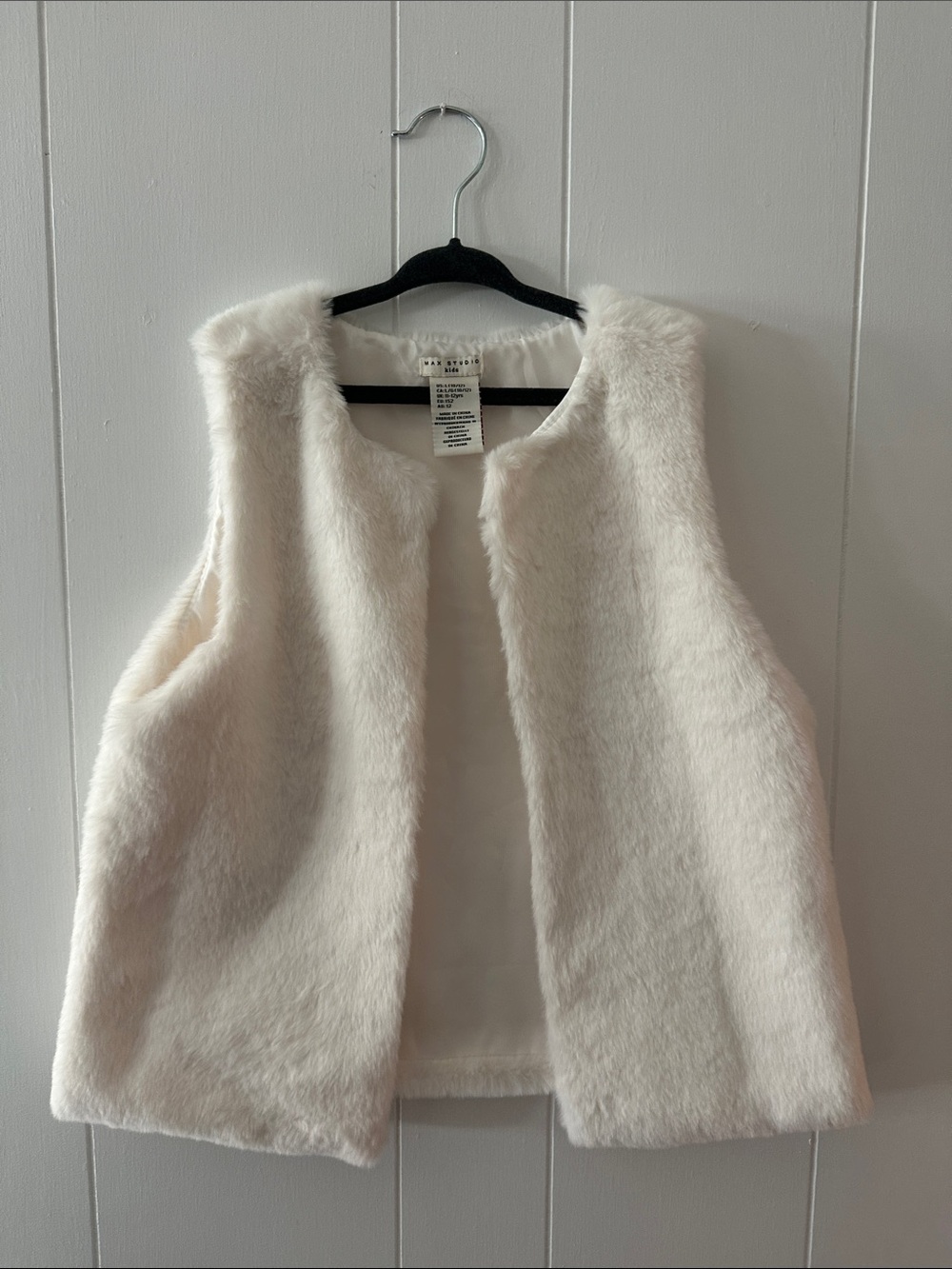 Girls Cream Faux Fur Vest